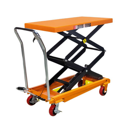 comprar Orange Mobile Scissor Table Lift Hidráulico 300kg Carrinho de mesa de elevação hidráulica online manufacture