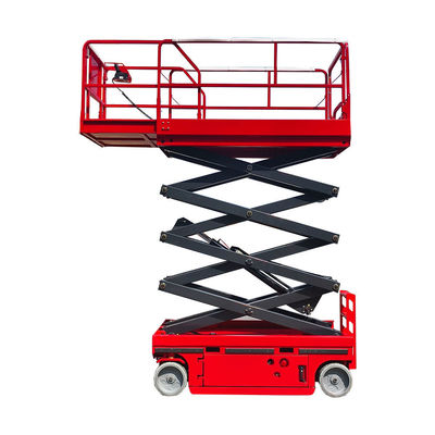 Red Self-Propelled Scissor Lift 450kg Mobile Man Lift 10m de altura