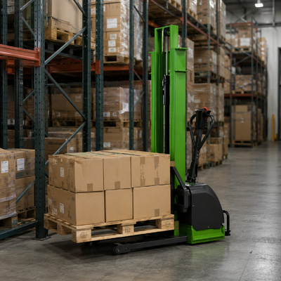 1500 kg 1,6 m Autocarregamento Walkie Stacker Mobile Pallet Lift