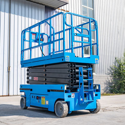 Automotor elétrico azul Scissor a altura máxima da capacidade 13.8m do elevador 320kg