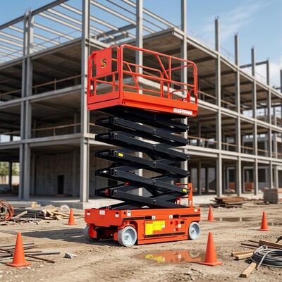Plataforma de elevação hidráulica móvel de alta altitude, elevador elétrico de tesoura, 6m, 8m, 10m, 12m