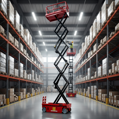 Elevador elétrico de tesoura 6m - 14m Plataforma de trabalho aéreo móvel durável para operação de armazém